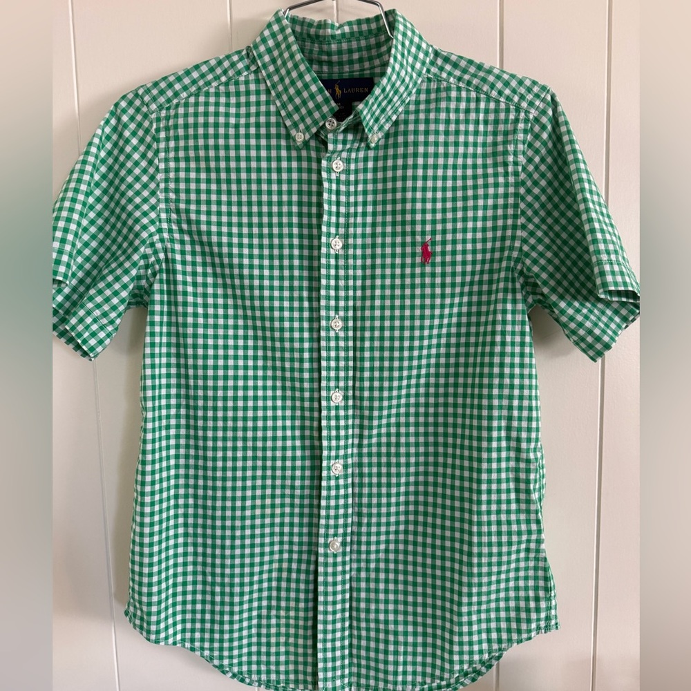 Kid Ralph Lauren PoloGreen Plaid Shirt